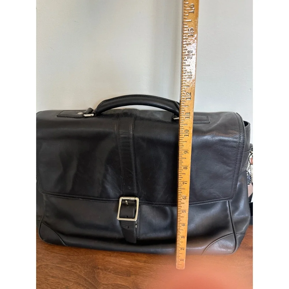 Coach Black Leather Messenger Bag Briefcase Laptop Crossbody Silver Hardware